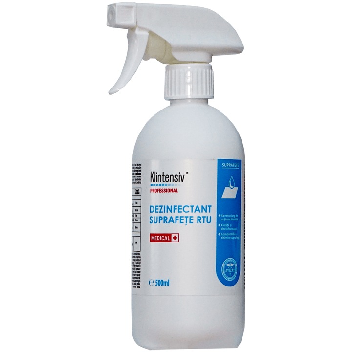 Dezinfectant suprafete cu pulverizator gata de utilizare 500 ml Klintensiv