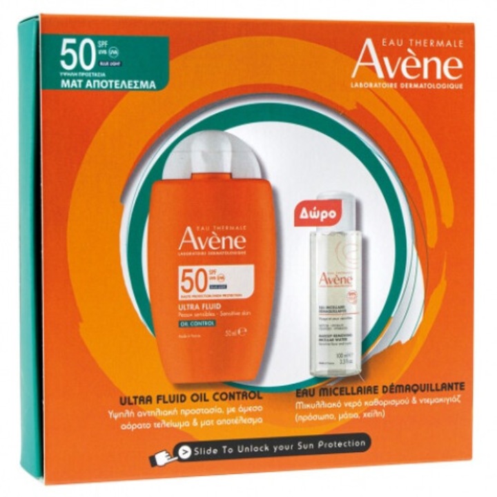 Pachet Avene, Crema solara SPF50 50ml & Apa micelara 100ml
