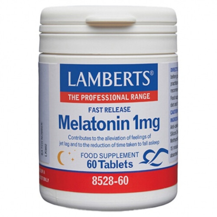 Melatonina 1mg, Lamberts, 60 tablete, farmaceutica, ajuta la somn