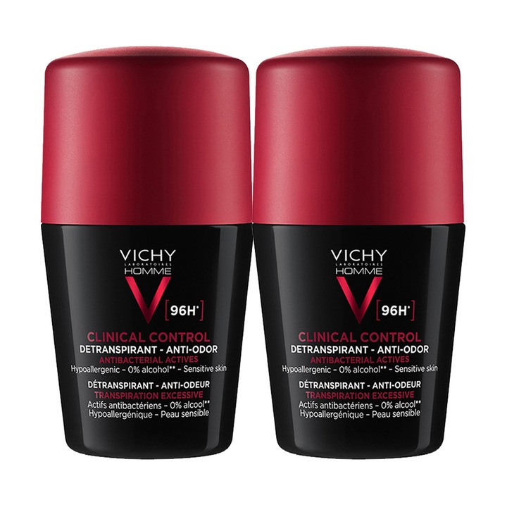 Deodorant Vichy Homme Promo Duo Clinical Control, antiperspirant, roll-on, 96h, 2x50ml
