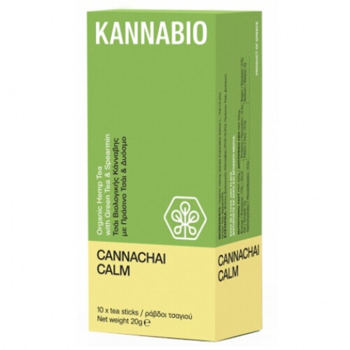 Ceai Organic de Canabis Kannachai Calm cu Ceai Verde si Menta, 10 Betisoare