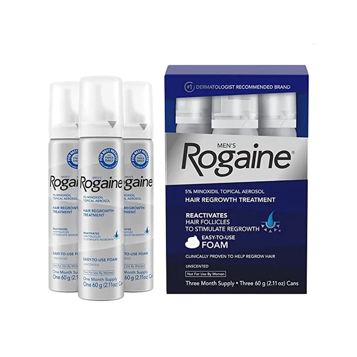 Rogaine 5%, Hajhab, Hajhullás ellen, Férfiaknak, Kezelés 3 hónap, 3x 60ml