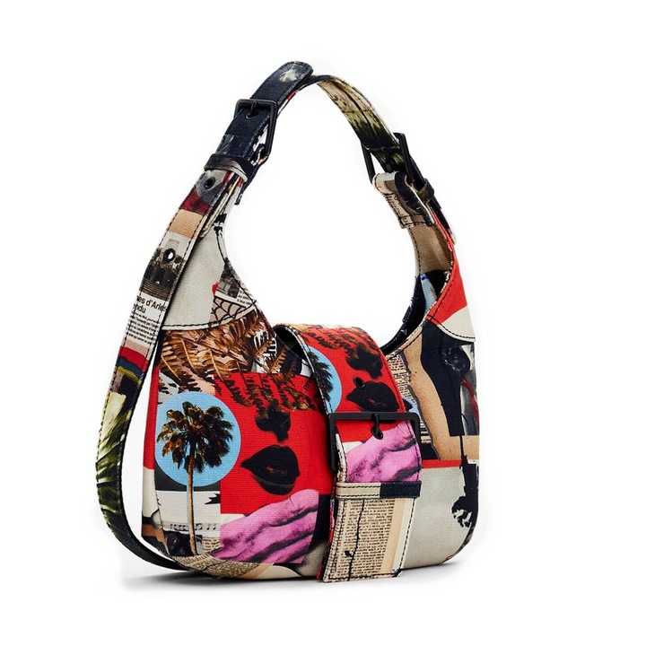 Geanta mica de dama, Desigual, seria Collage Lacroix, Multicolor