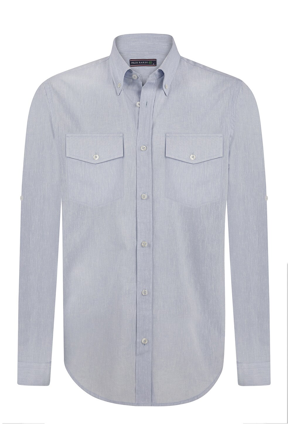 FELIX HARDY, Camasa din amestec de in cu buzunare pe piept, Albastru pal, M