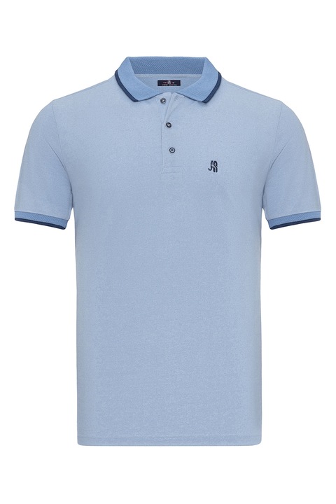 JIMMY SANDERS, Tricou polo cu logo brodat discret, Albastru deschis