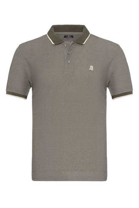 JIMMY SANDERS, Tricou polo cu logo brodat discret, Kaki