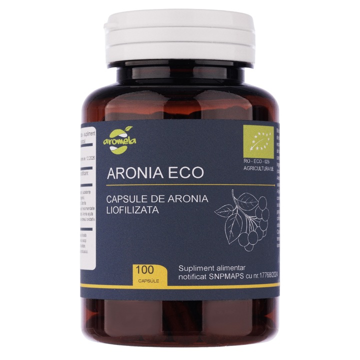 Capsule eco aronia liofilizata, 100 capsule