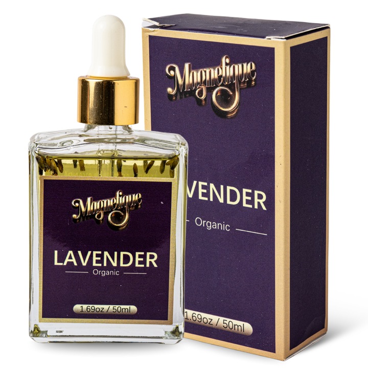 Ulei Esential de Lavanda, Magnetique Lavender 50ml, Ulei Esential 100% Natural Distilat cu Abur, Ulei Aromatic pentru Masaj, Relaxare, Antistres, Ulei pentru Somn Odihnitor, Ulei Esential Aromaterapie, Ulei Parfumat, Terapeutic, Afrodisiac, Revigorant