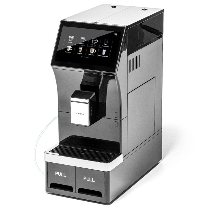 Напълно автоматична кафе машина, Canario Cafe, Модел CC701, Професионална кафе машина, Лесна за използване, Автоматично почистване, Висока производителност