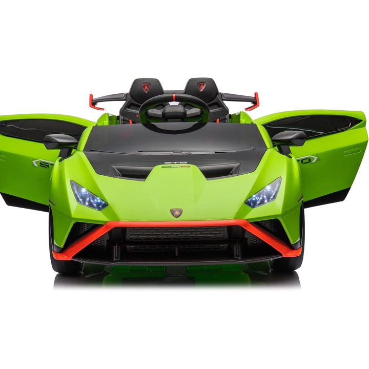 Masinuta electrica cu functie drift Lamborghini Huracan STO, putere 2 x 110W, 12V, culoare verde