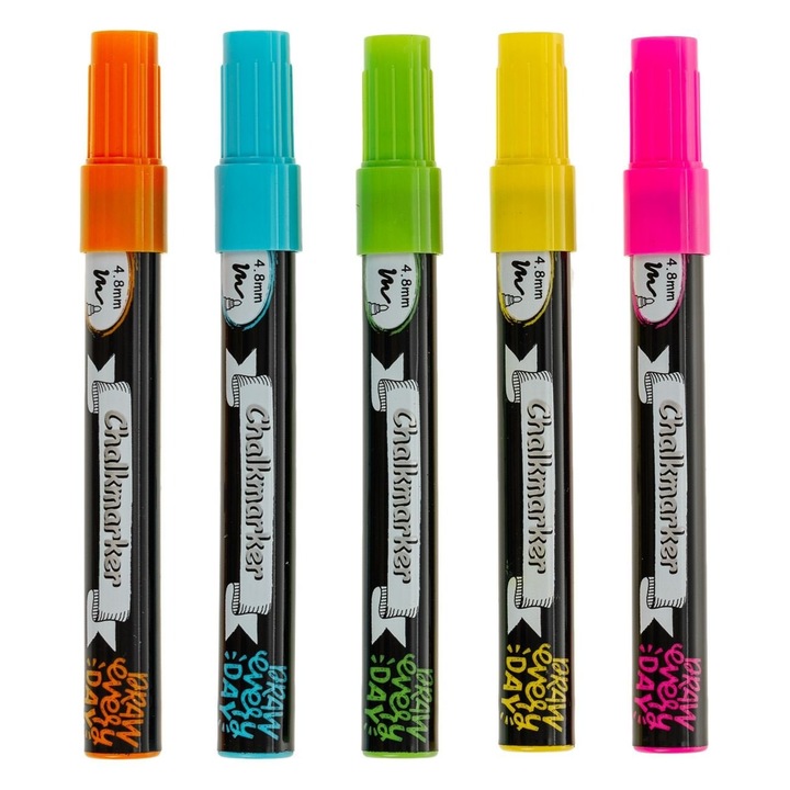 Set Carioci Creta Lichida 5 Buc Culori Intense Varf 4.8 mm pentru Ceramica Plastic Metal Suprafete Neporoase