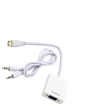 Adaptor Nelbo mini HDMI - VGA, de calitate superioara, cablu audio inclus Adaptor Nelbo mini HDMI - VGA, de calitate superioara, cablu audio inclus