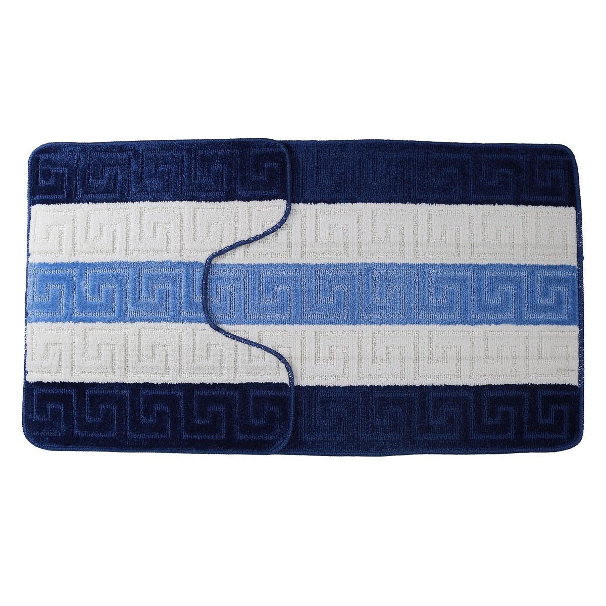 Set 2 covorase de baie Greek, Albastru, 60x100 cm, 50x60 cm