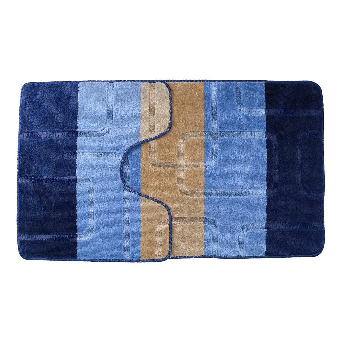 Set 2 covorase de baie Square, Albastru, 60x100 cm, 50x60 cm