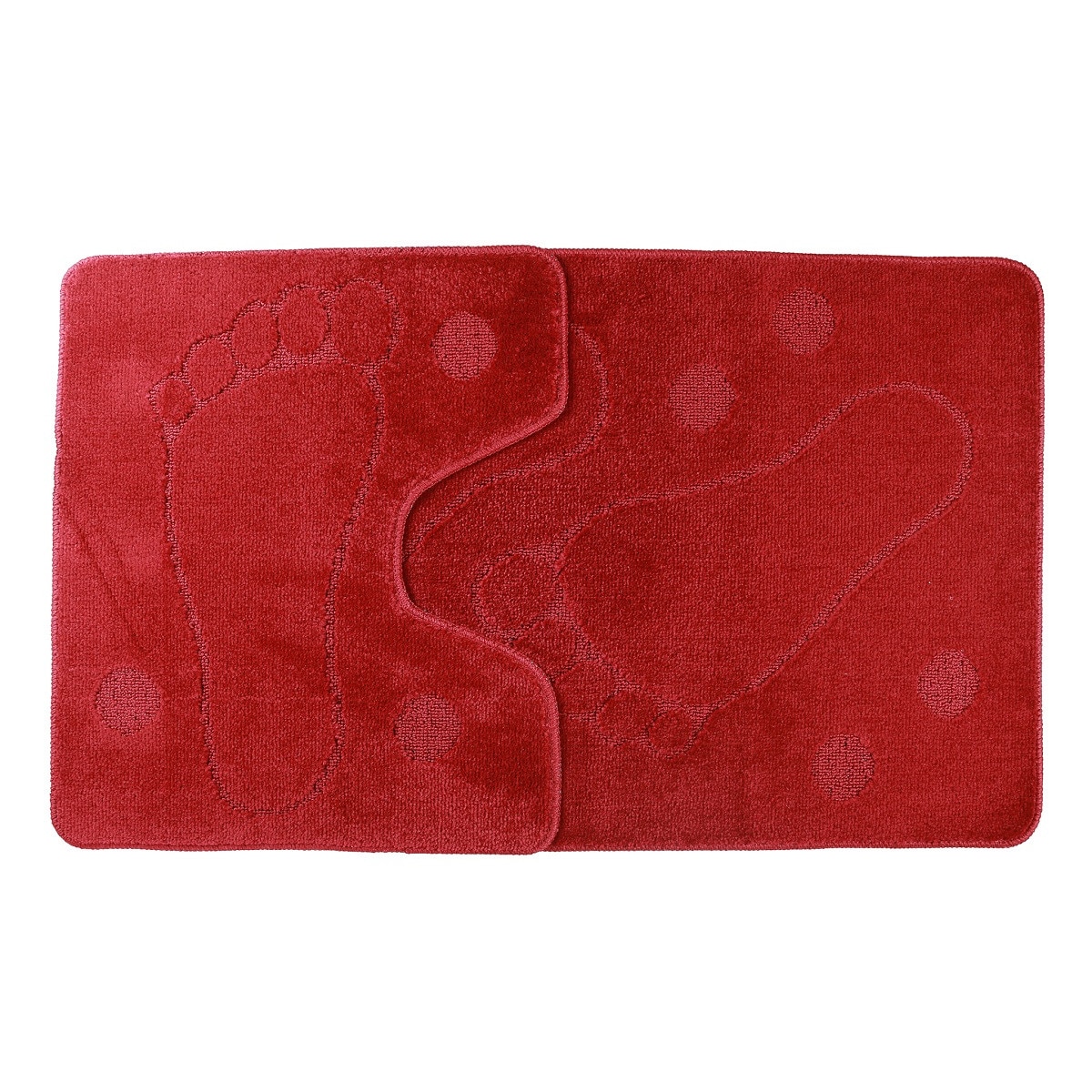 Set 2 covorase de baie Foot, Visiniu, 60x100 cm, 50x60 cm