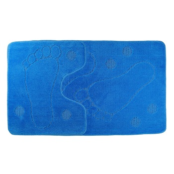 Set 2 covorase de baie Foot, Albastru, 60x100 cm, 50x60 cm Set 2 covorase de baie Foot, Albastru, 60x100 cm, 50x60 cm