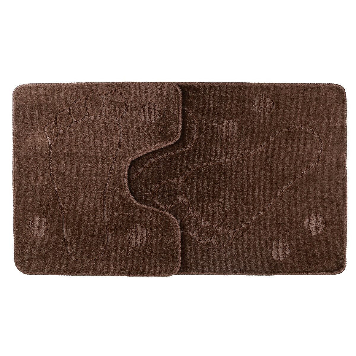 Set 2 covorase de baie Foot, Maro, 60x100 cm, 50x60 cm
