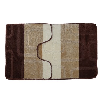 Set 2 covorase de baie Square, Maro, 50x80 cm, 50x40 cm Set 2 covorase de baie Square, Maro, 50x80 cm, 50x40 cm