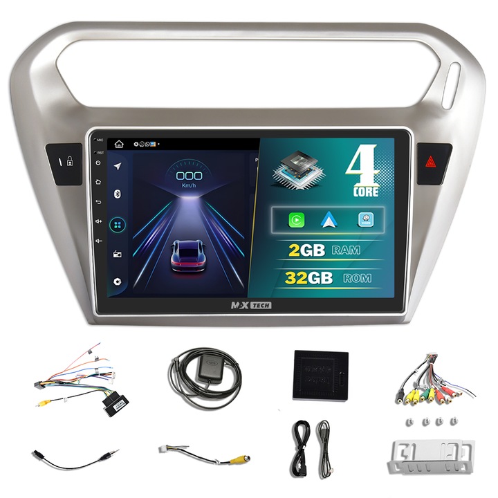 Навигация Peugeot 301 / Citroen C-Elysee (2012 - 2016), посветена на Android 13 и Carplay, MaxTech®, 9'' IPS екран, 2 GB RAM 32 GB ROM, DSP, EQ, GPS функции, WIFI, RDS, Радио, Youtube, Waze