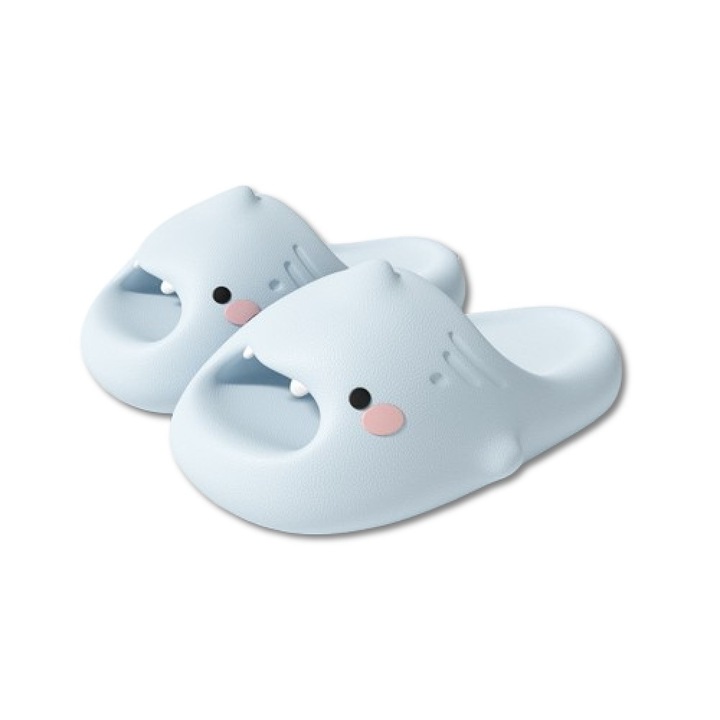 Slapi AONYIYI, design rechin, albastru, spuma EVA, talpa antiderapanta, Albastru, 38-39