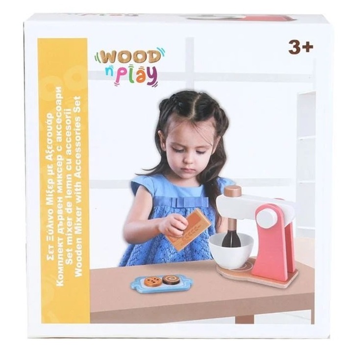 Set Mixer din Lemn cu Accesorii, 3ani+, 17×10.5×18 cm