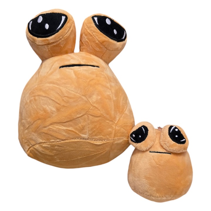 Jucarie set de 2 plusuri extraterestrul Pou, material moale si pufos, breloc cu agatatoare pentru chei, ghiozdan sau geanta, partener de joaca