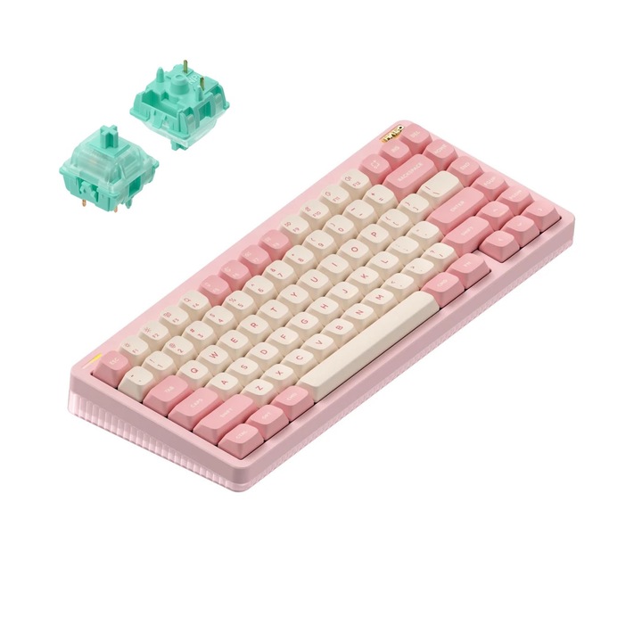 Tastatura Mecanica Wireless Nuphy Halo75 V2, Hot-Swappable, 2.4GHz, Bluetooth 5.1, USB-C, Switch Mint, roz