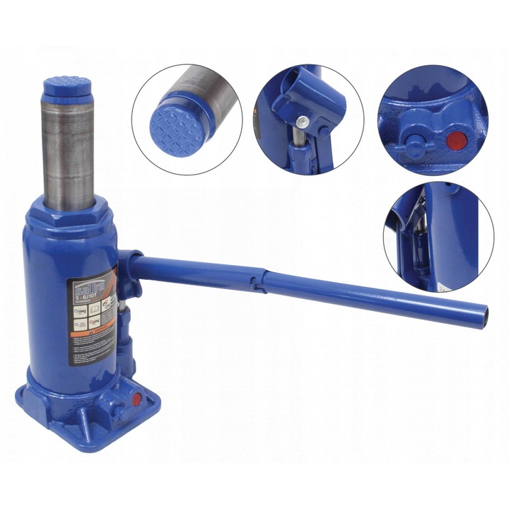 Хидравличен стълбов крик, Satra, Satra, 200-385 мм, Регулируема височина, Тегло 4,76 кг, За превозни средства, Безопасно спускане, Устойчива конструкция