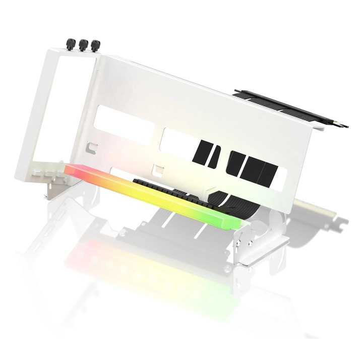 Bracket pentru montare verticala la 45° GPU EZDIY-FAB ARGB PCIe 4.0 Riser Cable - Alb