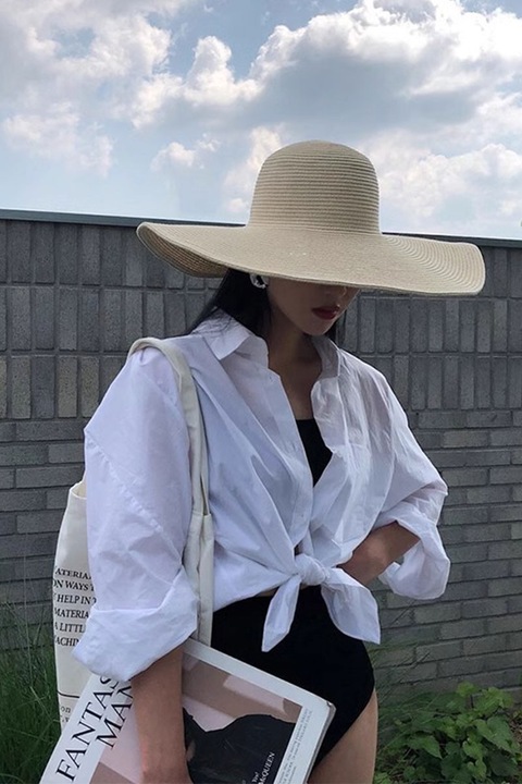 Плажна шапка за слънце, с малки вентилационни отвори и UV защита, PriStyle®, 42 см диаметър, бежова