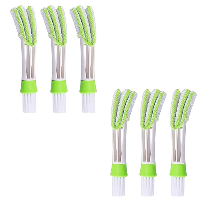 Perie de curatare multifunctionala, panza microfibra, bord auto, tastatura, jaluzele, geamuri, indepartarea prafului si resturilor, universala, portabila, verde, 6 bucati