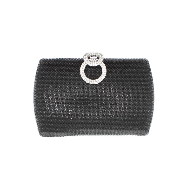 Дамска чанта от синтетичен материал ButicCochet 18x12x5 см с кристали Черна, GND835