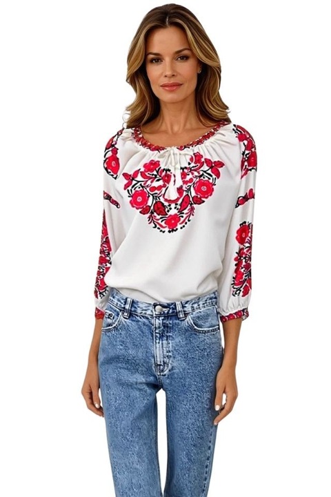 Bluza R25, Rosu/Alb Crystal