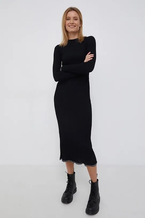 Rochie din tricot subtire elastic Inui, Negru