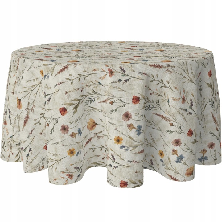 Fata de masa rotunda, Homeview, Ø140 cm, Hidrofug, rezistent la pete, multifunctional, OEKO-TEX, Pentru sufragerie si bucatarie, multifunctional, usor de curatat, 100% poliester, bej multicolor