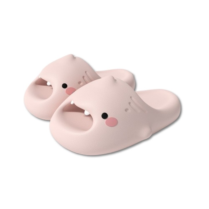 Slapi AONYIYI, design rechin, roz, spuma EVA, talpa antiderapanta, Roz, 40-41