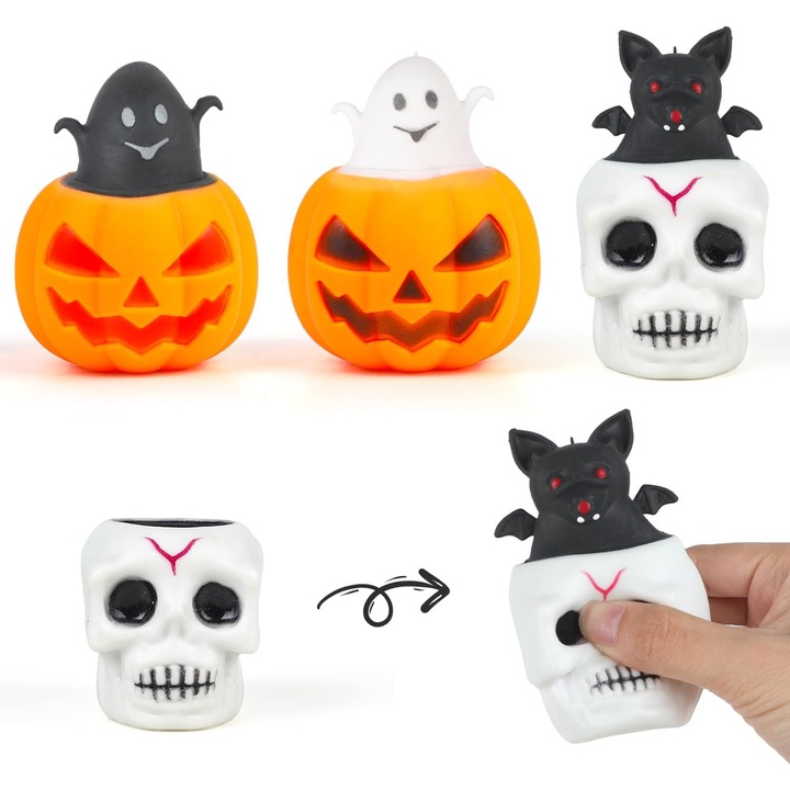 Jucarie Anti-Stres Pop Up, Halloween, Pachet de 3 jucarii