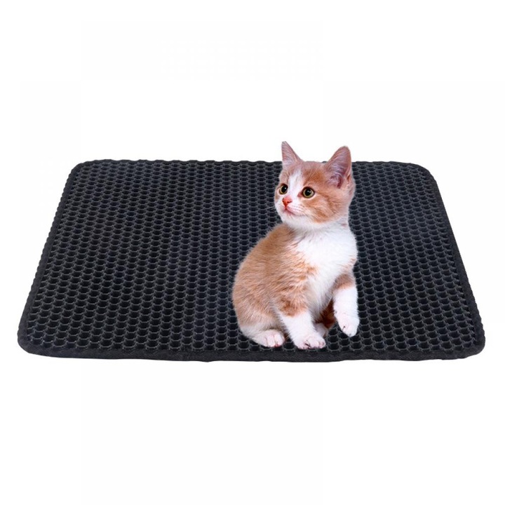 Covor pentru litiera pentru pisici, design dublu strat, material EVA, pliabil, utilizare in toate anotimpurile, anti-odor