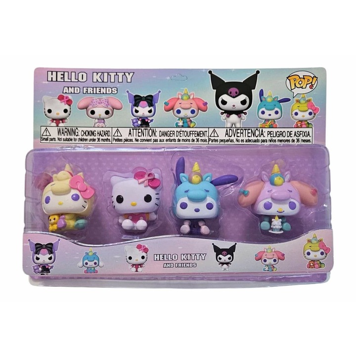 Комплект от 4 фигурки Hello Kitty и приятели, Hello Kitty, многоцветни, 6 см