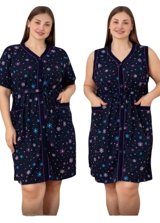 Комплект от 2 дамски горнища с качулка, StarFashion, с къс ръкав, Тъмносин