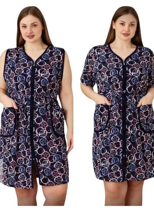 Комплект от 2 дамски горнища с качулка, StarFashion, с къс ръкав, Син