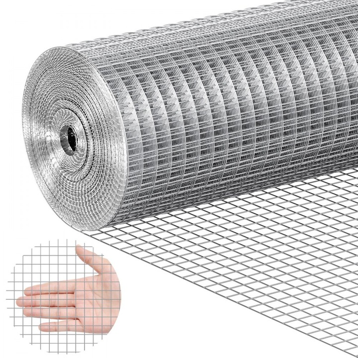 Panza de Feronerie, 1/2 Inch 24 in x 25 ft, Calibrul 19, Rola de Sarma Galvanizata, Pentru Gard de Pui, Custi pentru Iepuri, Rozatoare Mici, Gradina