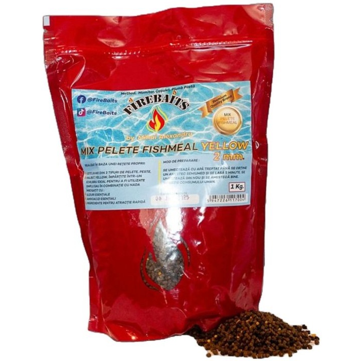 Микс пелети FireBaits 2 мм жълто рибно брашно 1 кг