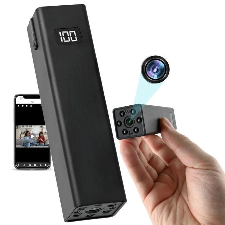 Camera Spion in Baterie Externa iUni W25, Wi-Fi, Night Vision, Full HD, 3600mAh