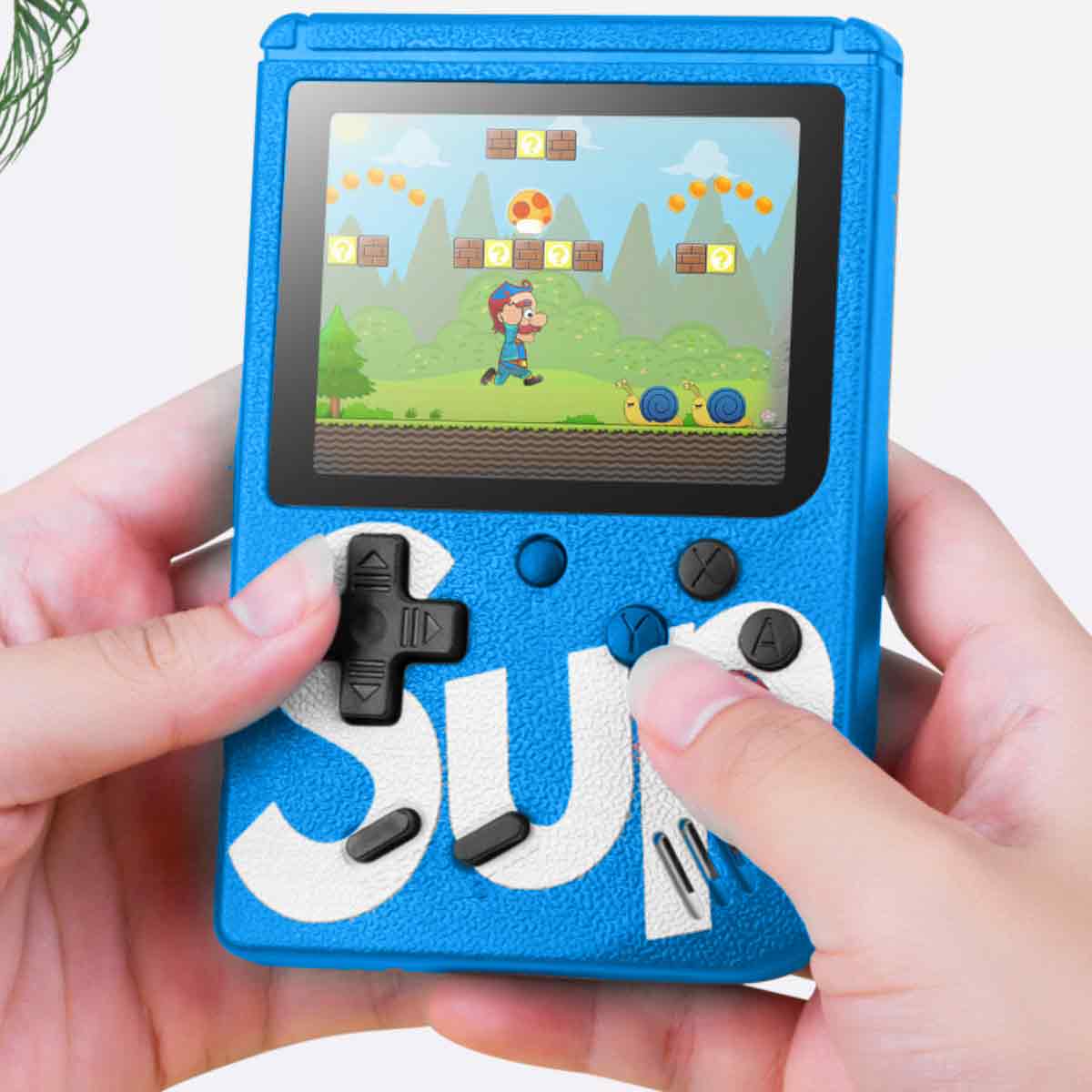 Consola de jocuri retro 400-in-One, Fokelyi, design eight-bit, 2 joystick-uri, albastra, 14x10x5.5cm