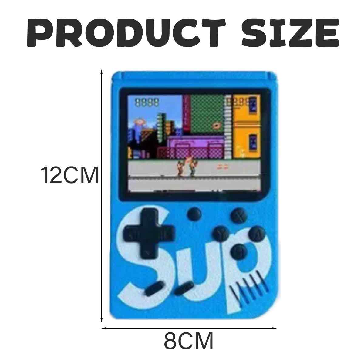 Consola de jocuri retro 400-in-One, Fokelyi, design eight-bit, 2 joystick-uri, albastra, 14x10x5.5cm