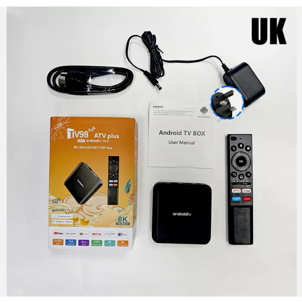 ★FAST LIFE android TV★ TV98 Media Player PLUS Android 14.0 Smart TV Box Quad Core 8K UHD