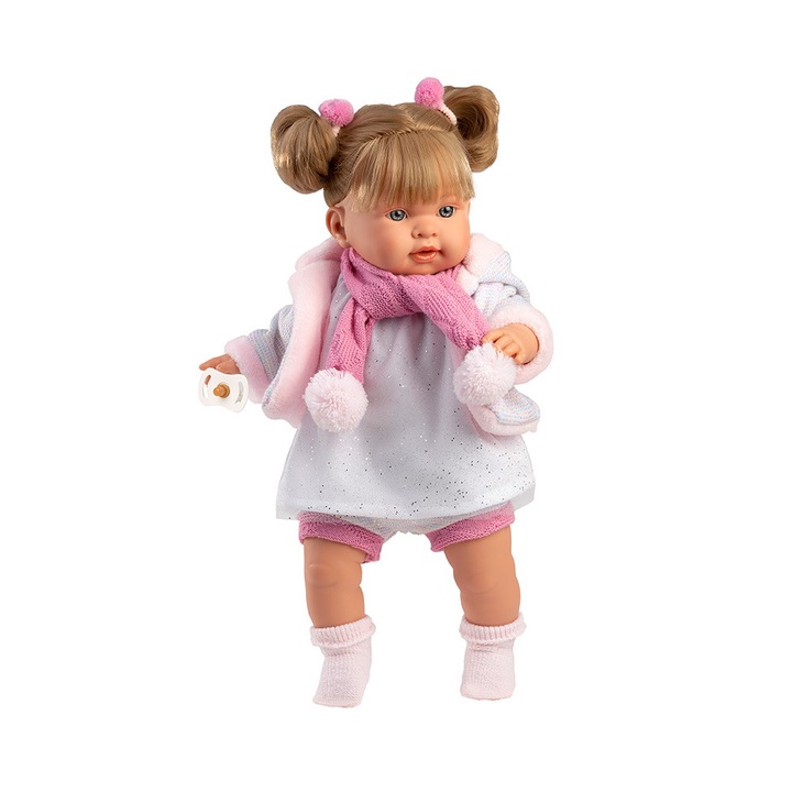 Llorens baba, Alexandra, hangokkal, csillogó ruha, 42 cm