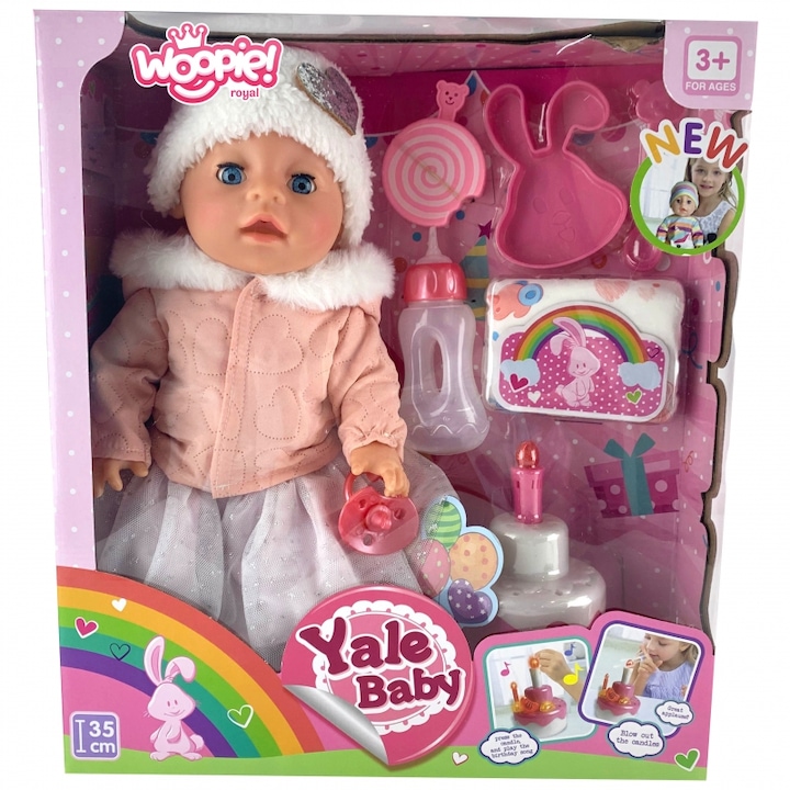 Papusa interactiva WOOPIE ROYAL, 35 cm, cu tort si accesorii, multicolor