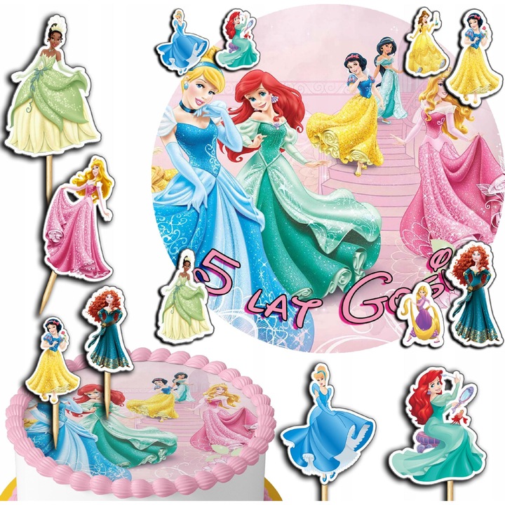 Аксесоари за торта 30 см + 3D топери, World Case, принцеси